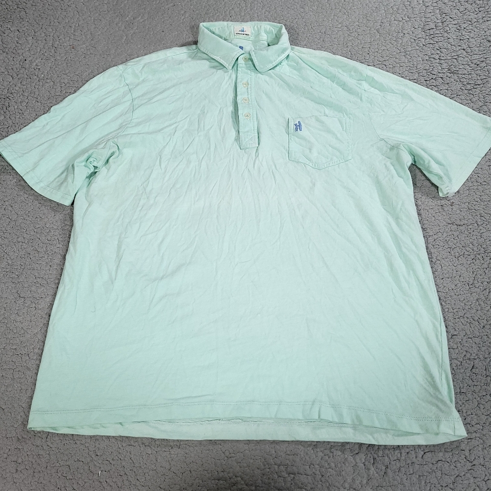 Johnnie O Shirt Mens Large Green "Hangin Out" Casual Outdoor Cotton Polo